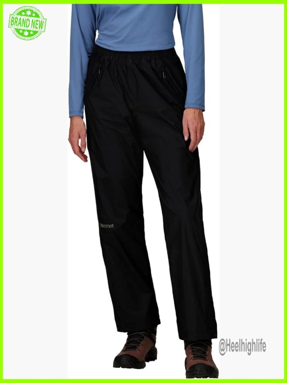 Waterproof Hiking Pants Full Zip Side Zippers Lightweight Rain Gear